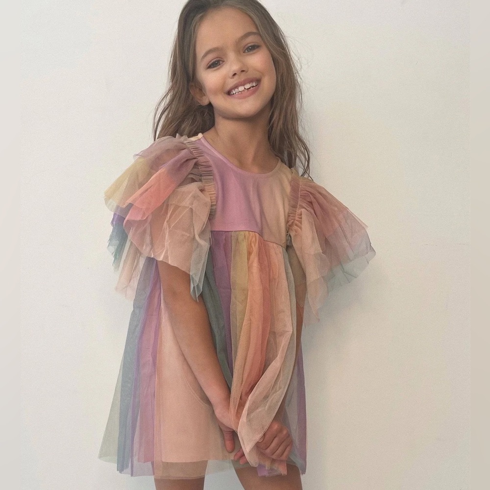 2T Colorful Rainbow Kids Dress
